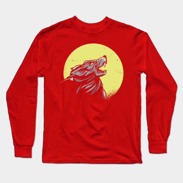 wolf moon Long Sleeve T-Shirt by IconRose